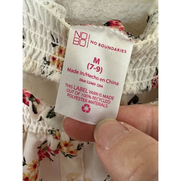 NOBO Womens Cream Pink Floral Blouse M short sleeve ribbed round neck polyester - Picture 3 of 5